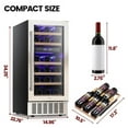 thumbnail image 4 of KNDKO 15" Wine Cooler Refrigerator, 28 Bottles Dual Zone Freestanding Fridge with Stainless Steel & Double-Layer Tempered Glass Door, 4 of 9