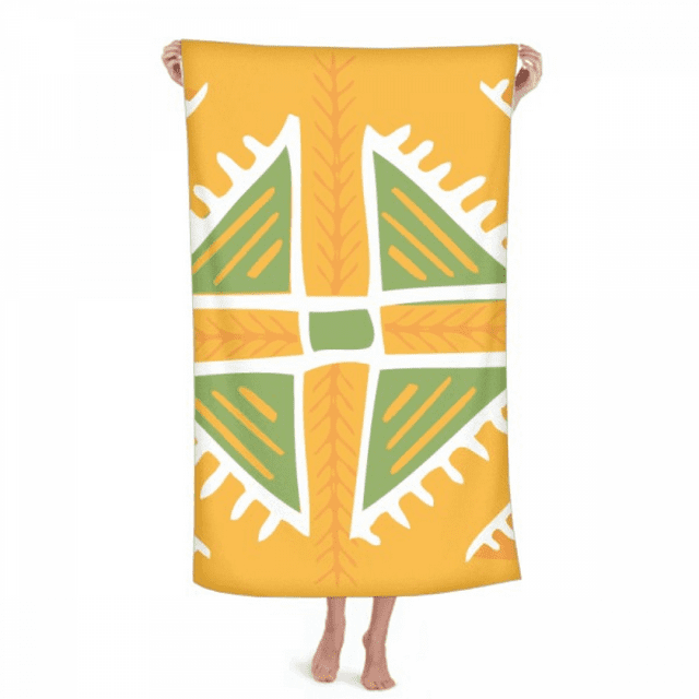 Yellow Triangle Mexico Totems Ancient Civilization Hand Towel Bath Facecloth Soft Cotton Washcloth