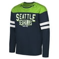 thumbnail image 2 of Men's G-III Sports by Carl Banks College Navy/Neon Green Seattle Seahawks Adaptive Hail Mary Long Sleeve T-Shirt, 2 of 4