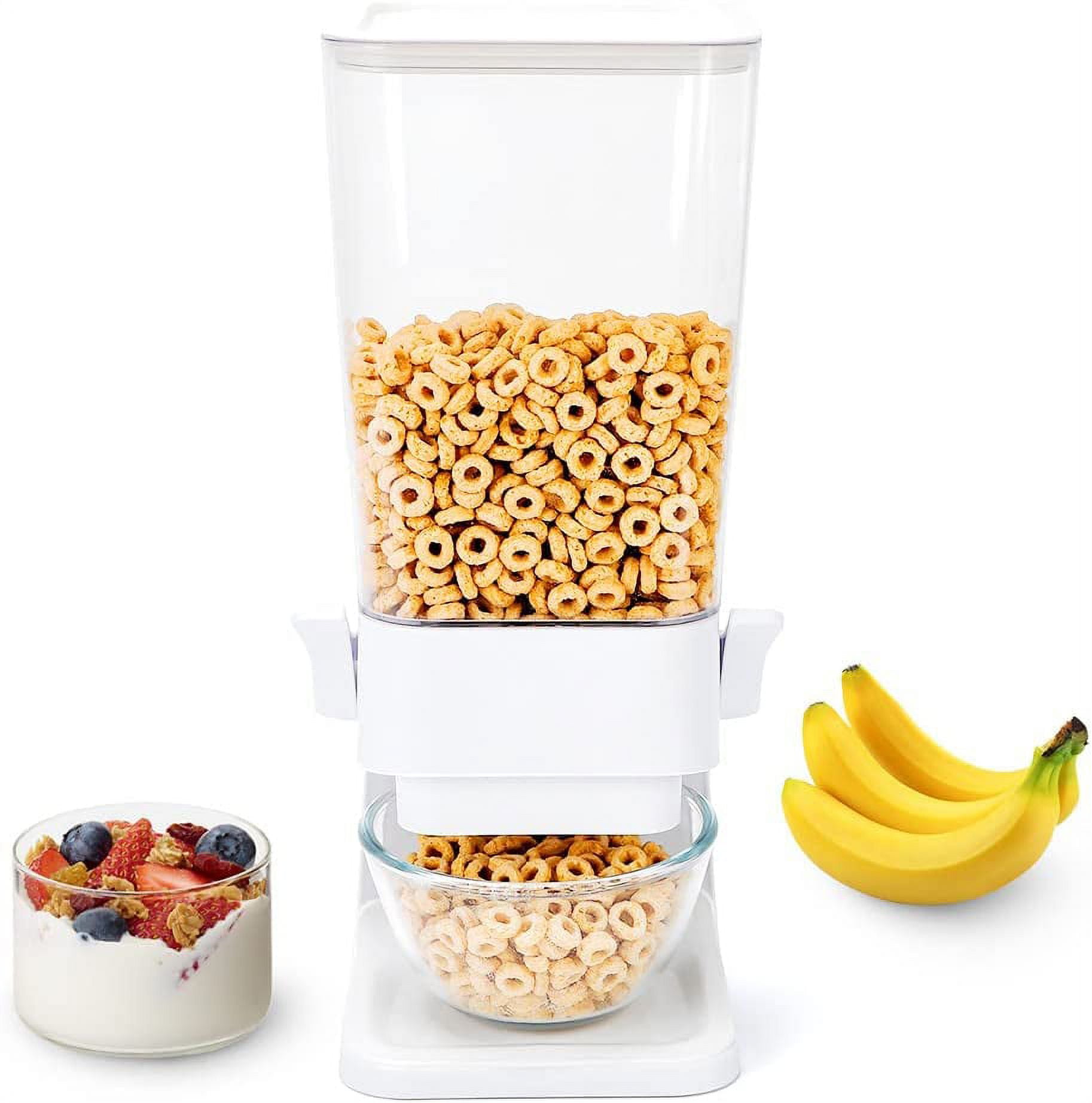 Conworld Cereal Dispenser Countertop, Cereal Dispenser for Pantry, Big Dry  Food Cereal Dispenser, Not Easy to Crush Food, Can Hold Cereal, Candy,  Snack, (White, 5.5 Qt)
