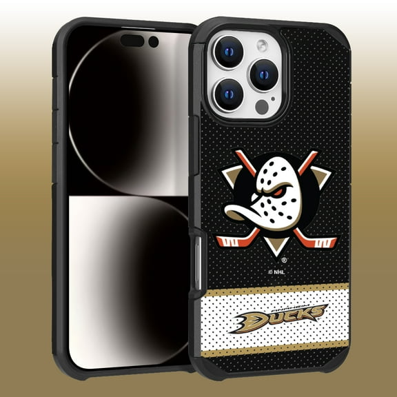 Apple iPhone 16 Pro Max (6.9) - NHL Licensed Anaheim Ducks Team Logo on Jersey Textured Dual Layer Case