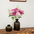 thumbnail image 6 of Artificial Silk Rose Peony Bouquet - 30cm Faux Flower Arrangement, Chrysanthemums, Greenery, Plastic Bendable Stems, Home Wedding Party Office Décor, 6 of 6