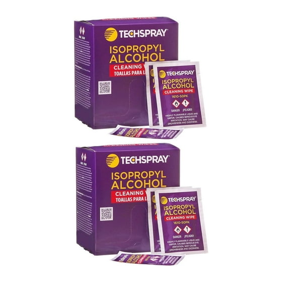 Techspray 1610-50PK Isopropyl Alcohol (IPA) 99.8% Pre-Saturated Wipes Pack of 2