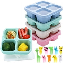 Qweryboo 4 Compartment Snack Containers, Portable Bento Divided Snack Boxes, Meal Prep Lunch Containers for Adults, Food Storage Containers for School, Work and Travel(Multicolor)
