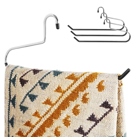 Blanket Hangers (3 Pack) - Stainless Steel Quilt Hangers with Vinyl Non-Slip Coating - Holds Up To 40 Lbs - Heavy Duty Hangers for Closet Storage, Comforters, Bedding, Towels, Rugs - Stock Your Home