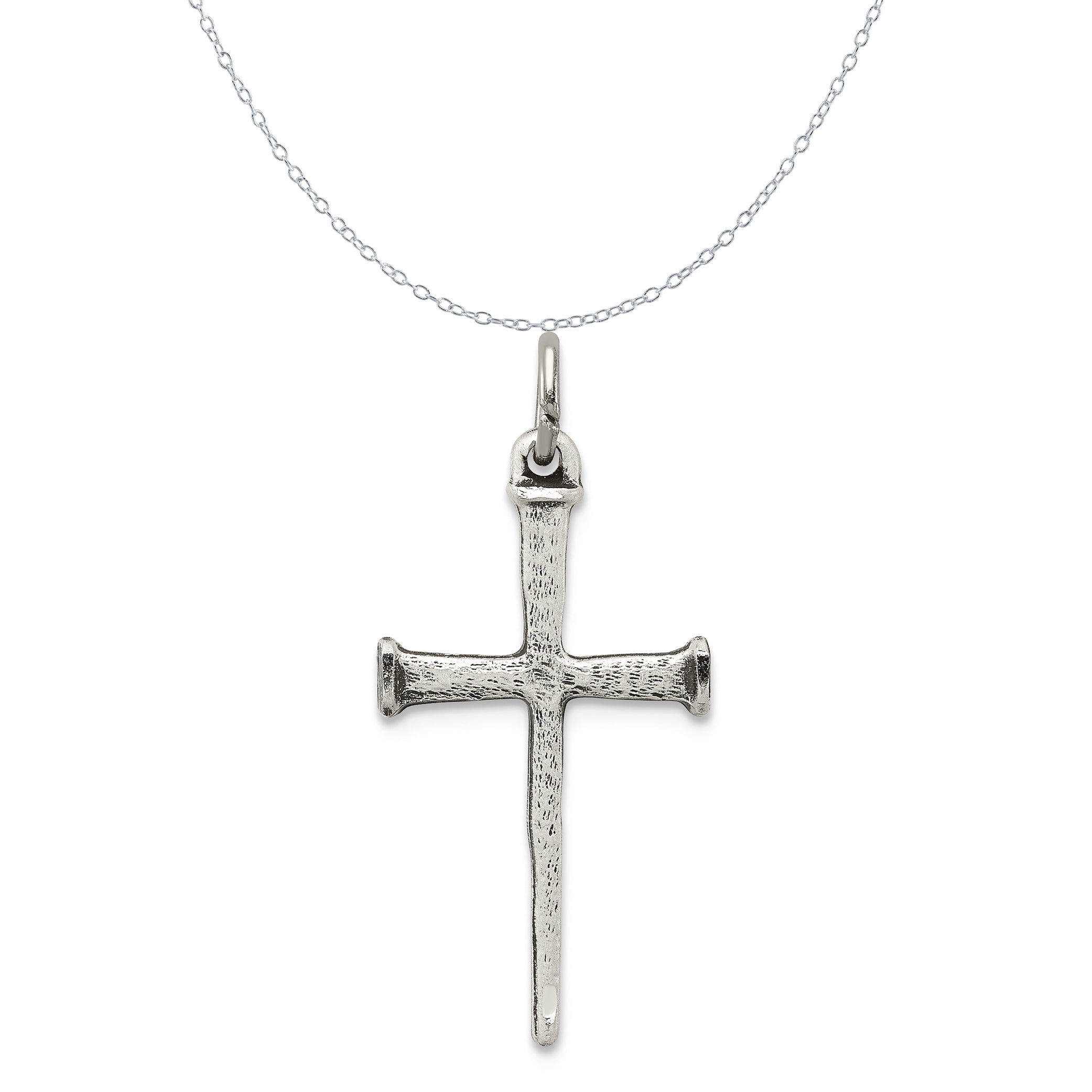 White Sterling Silver necklace with pendant 18 in Antiqued Abide ...