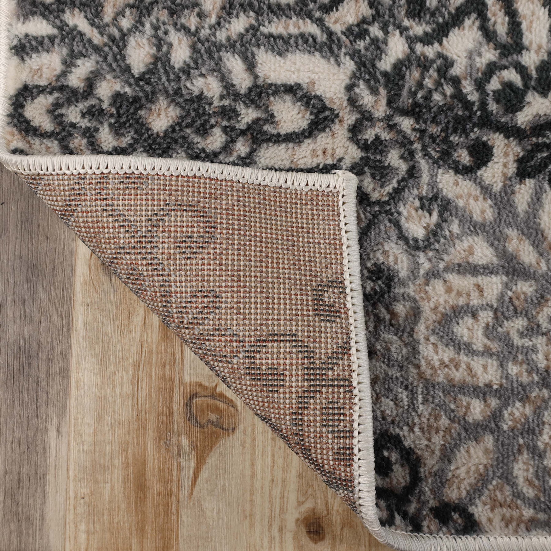 Superior Modern Floral Scroll Pet and Kid-Friendly Indoor Runner Rug, 2'7"x12', Oatmeal