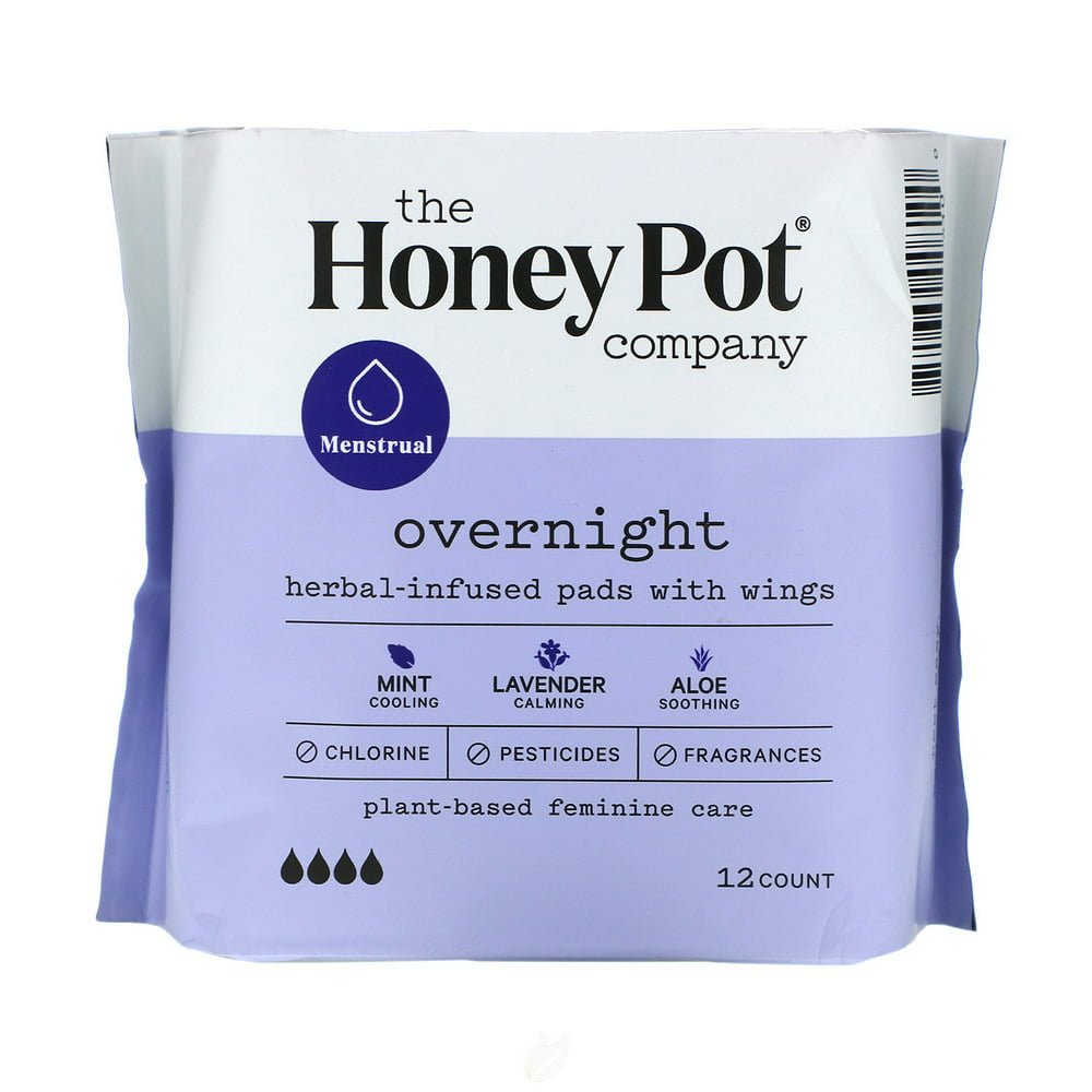 (2 Pack) The Honey Pot Clean Cotton Overnight Pads