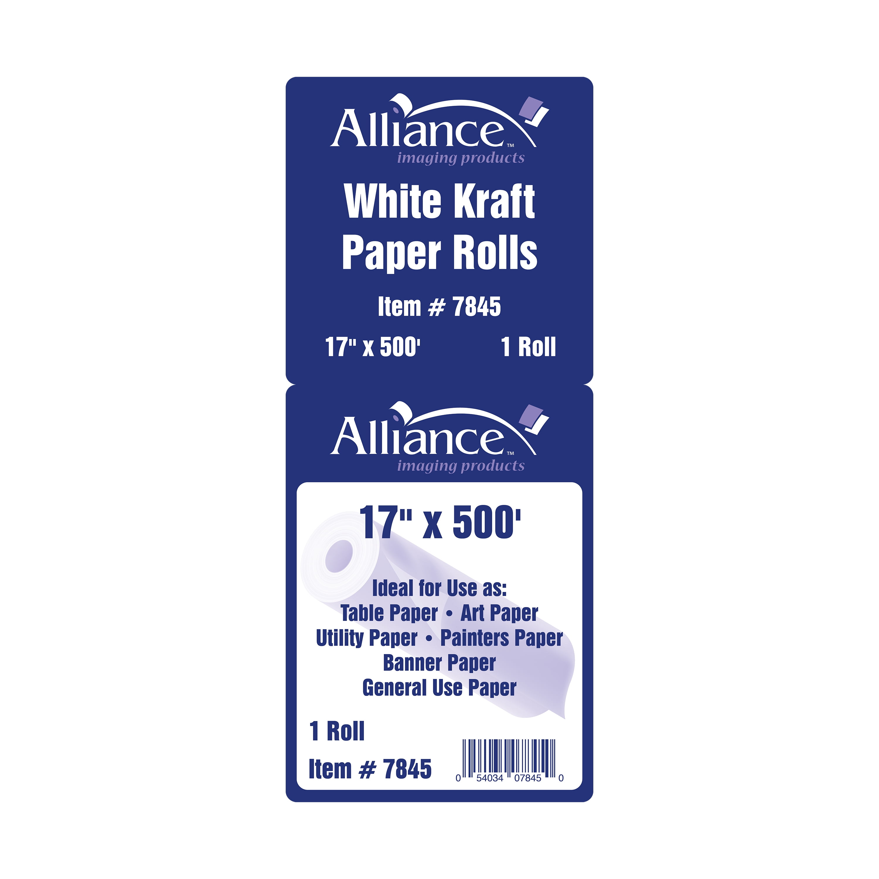 White Kraft Paper Roll for Arts and Crafts 17” x 500’ Ideal for Paints, Wall Art, Easel Paper, Bulletin Board Paper, Gift Wrapping and Kids Crafts - Made in USA