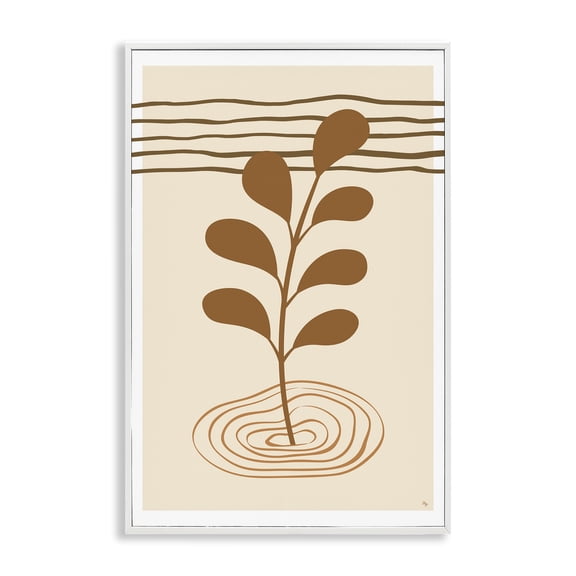 Stupell Industries Boho Leaf Sprig Botanical & Floral Painting White Framed Art Print Wall Art, 12 x 18