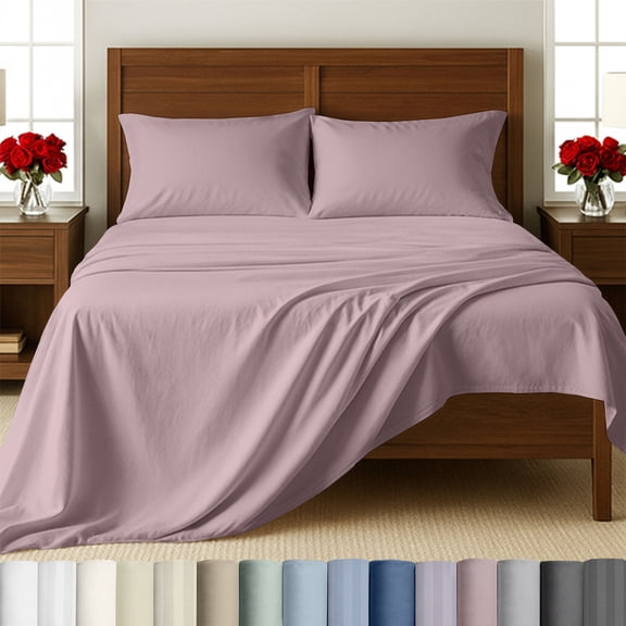 California Design Den Twin Cotton Bed Sheets Set - 500 Thread Count 100% Cotton, Soft Sateen, Deep Pockets - Soft Rose
