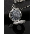thumbnail image 2 of Yao Vintage Roman Numerals Scale Quartz Pocket Watch with Chain,Silver, 2 of 6