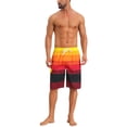 thumbnail image 2 of INSPIRE CHIC Men's Colorblock Striped Adjustable Drawstring Vacation Surfing Board Shorts 32 Red, 2 of 4