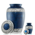 thumbnail image 4 of Reminded Set of 5 Etched Cremation Urns for Human Ashes - 1 Brass Adult + 4 Keepsake Token Size, Blue, 4 of 7