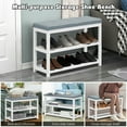 thumbnail image 4 of Gymax 2-Tier Wooden Shoe Rack Bench w/Padded Seat for Entryway Bedroom White, 4 of 10