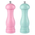 thumbnail image 1 of Molinillo de sal y pimienta, juego de 2, salero y pimentero de madera con núcleo de cerámica, molinillo de sal marina manual recargable, grosor ajustable para especias/chile/sésamo rosa + verde, 1 of 5