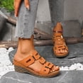 thumbnail image 3 of Women's Wedge Sandals Open Toe Slip On Wide Width Slides Breathable Non Slip Summer Walking Wedges Slippers Orange Size 6, 3 of 9
