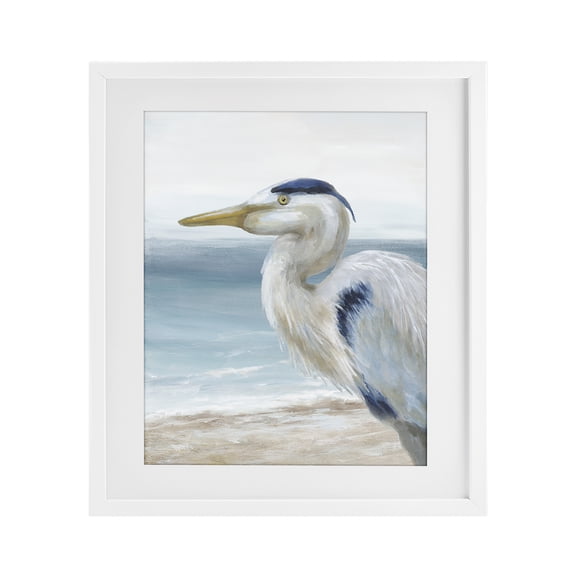 Stupell Industries Left Gazing Heron White Framed Print Under Glass, design by Nan