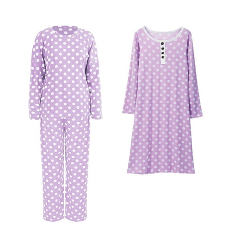 

Valcatch Women s Pajamas Set Long Sleeve Home Wear Polka Dot Printed Tops & Pants & Nightdress