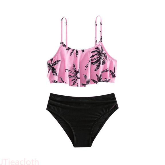 JTieacloth Kids Girls Floral Print 2 Piece Swimsuit Swimwear Bathing Suit Cute Bikini,Sizes 9-10 Years