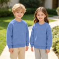 thumbnail image 6 of TIREOW Girls and Boys Sweatshirts Round Neck Long Sleeve Pullover Sweatshirt Solid Color Loose Fit Soft Casual Pullovers Top, 6 of 6