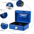 thumbnail image 2 of Caja de dinero con cerradura de llave, caja de dinero portátil de metal de doble capa y 2 llaves para seguridad 15 * 12 * 7,7 cm (S, azul) JAMW Sencillez, 2 of 5