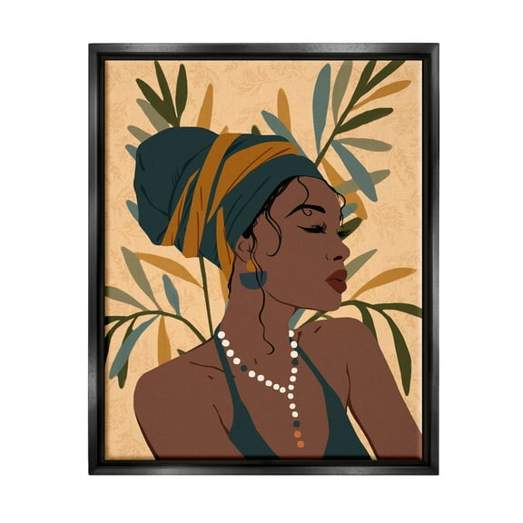 Bohemian Girl Botanical Leaves Botanical & Floral Graphic Art Jet Black Framed Art Print Wall Art