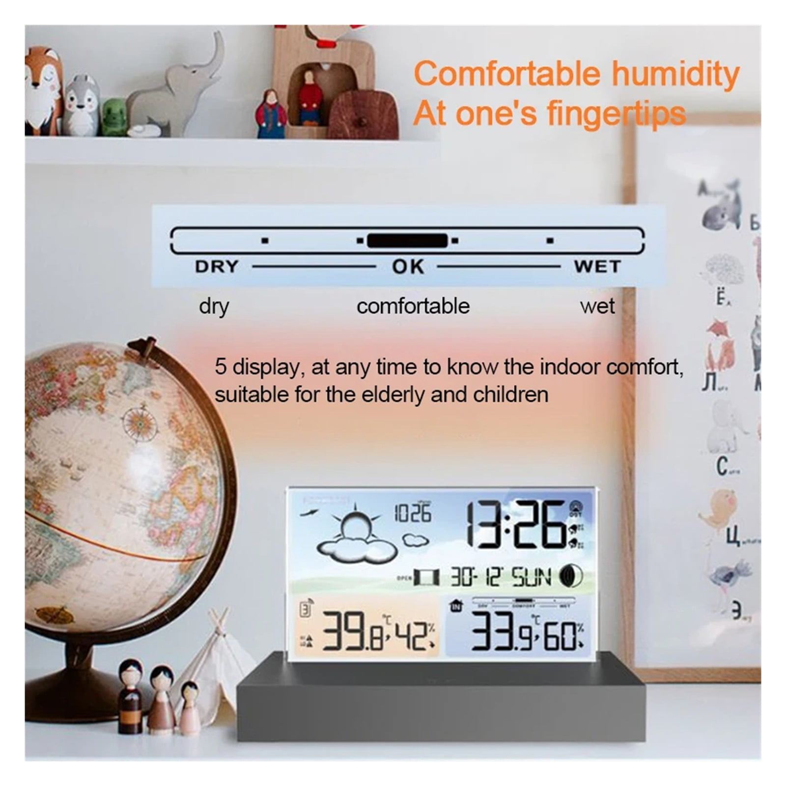 Digital Weather Station Temperature and Humidity Meter Alarm Clock Forecast Hygrothermograph ,Simple Operation
