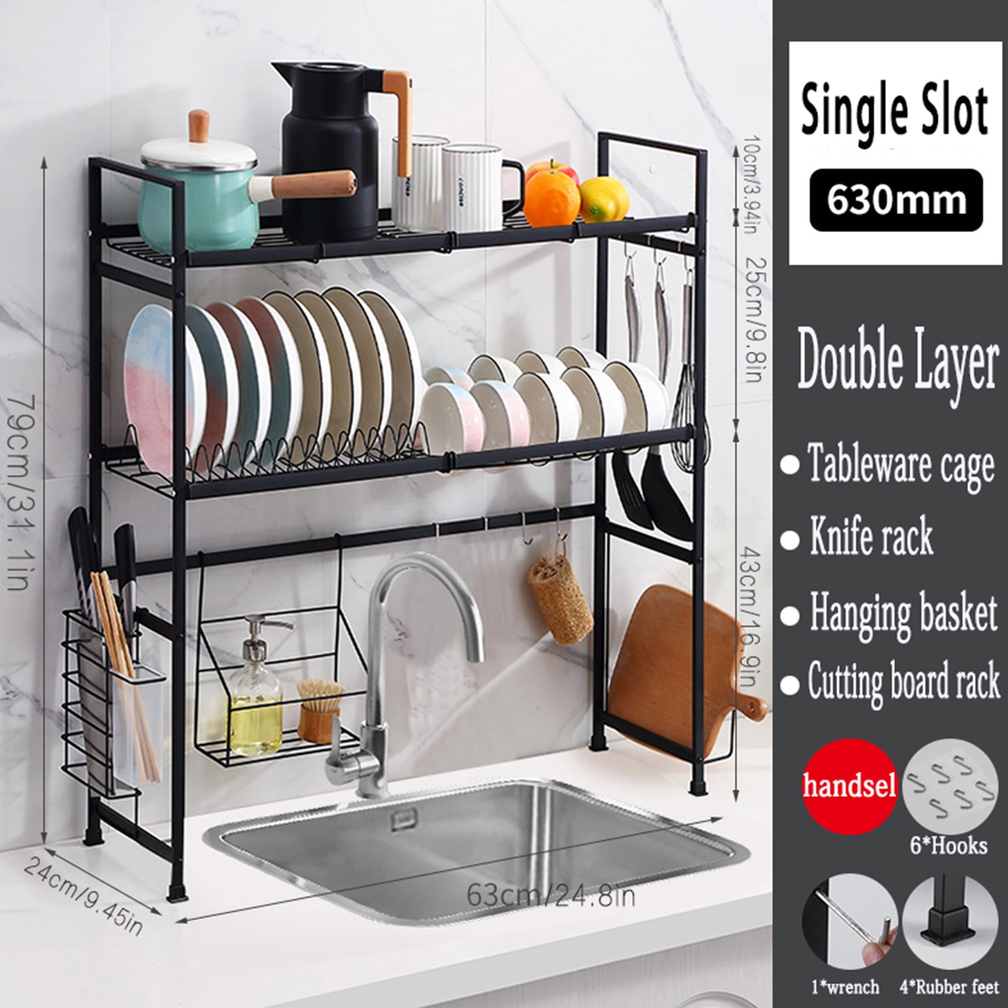 1pc Stainless Steel Sink Drying Rack, Modern Adjustable Over The Sink Dish  Rack For Kitchen