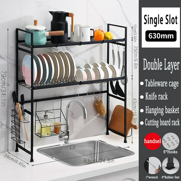 Drainer Shelf Over The Sink Dish Drying Rack Cutlery Holder+sanitary Ware  Basket
