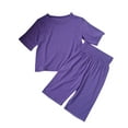 thumbnail image 4 of Summer Savings! Loopsun Toddler Summer Sets, Toddler Kids Boys Girls Fashion Solid Soft Half Sleeve Top and Pants Home Wear Suit Purple 4-5 Years, 4 of 4