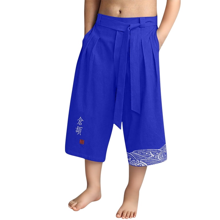 XXWXYD Boys Japanese Style Kimo𝗇o Pants, Linen 𝖢apri Traditional