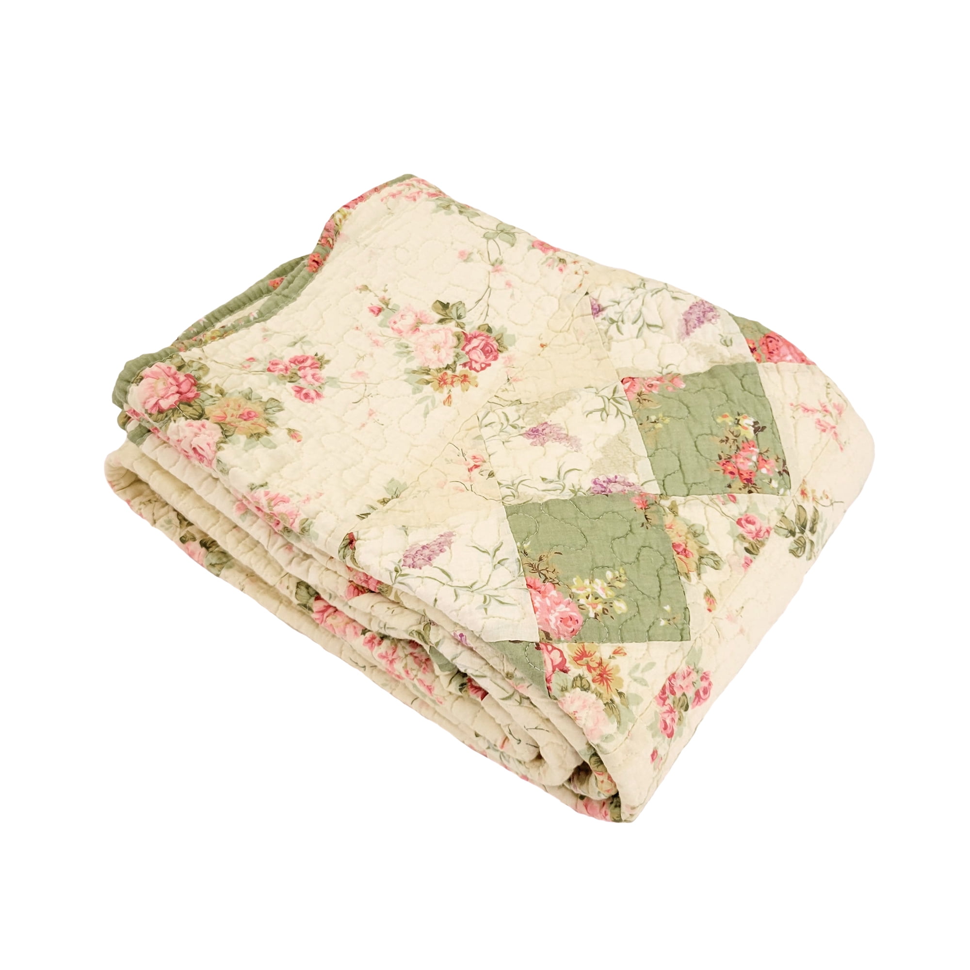 Global Trends Bloomfield Vintage Style 100% Cotton Patchwork Throw Blanket for Adults and Kids, 50x60 Inches
