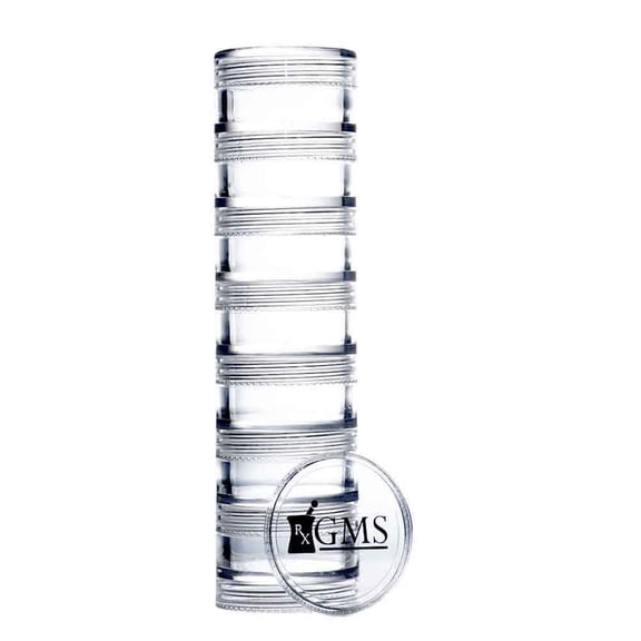 GMS 7 Day Stack Tritan Plastic Pill Case Two Lids & Labels (Extra Small)