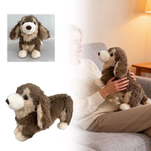 Long Body Realistic Dog Plush Toy, Soft Fluffy Stuffed Animal Puppy, Cuddly Travel Companion & Cozy Room Decor, Cute Plushie for K-ids, Adults, Easter Gift, Birthday Present