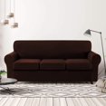 thumbnail image 2 of 2024 Sofa Cover with Separate Cushion Slipcover Stretch Checks (Sofa  Wine), 2 of 7