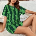 thumbnail image 4 of Bingfone Green Stripes Of Watermelon Print Pajamas Sets for Women Soft Short-Sleeved Pjs with Lounge Shorts Two Piece Sleepwear, 4 of 5