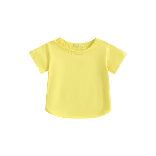 xiaxaixu T-Shirt Garçon Fille Décontracté Été Col Rond Couleur Unie Manches Courtes Ample pour Tout-Petit