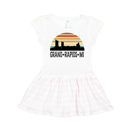 

Inktastic Grand Rapids Michigan Skyline Retro Gift Toddler Girl Dress