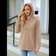 thumbnail image 4 of Sudadera con Capucha para Mujer, de Punto, de Larga, con Cordón Ajustable, Botones, Cuello en V, Informal, Tipo Jersey, con Capucha Caqui L, 4 of 9