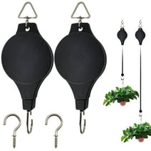 RONYOUNG 2PCS Retractable Pulley Plant Hanger with 2PCS Ceiling Hooks Plant Pulley Hanging Flower Basket Hook Hanger for Garden Baskets Pots and Birds Feeder in Different Height