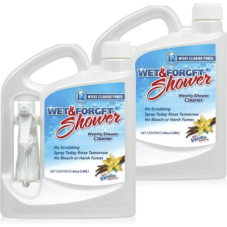 Wet & Forget Shower Cleaner Weekly Application Requires No Scrubbing, Bleach-Free Formula, Ready to Use, Vanilla Scent, 64 Fluid Ounces 2 Pack