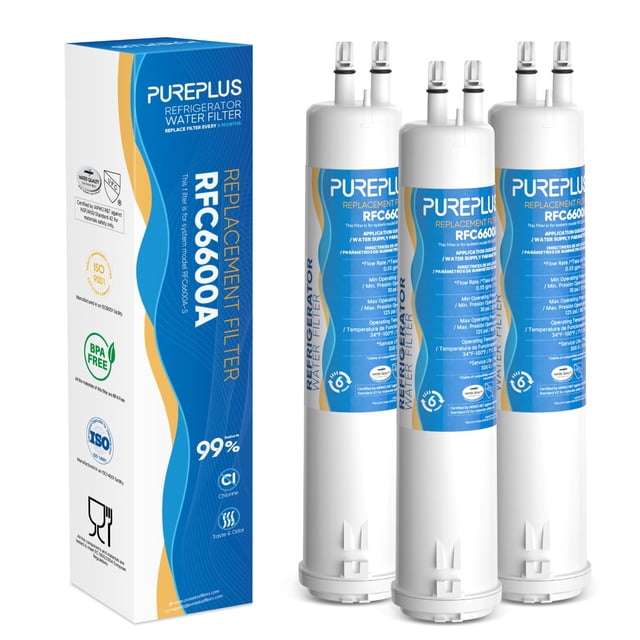 Filtro de agua PUREPLUS RFC6600A para refrigerador, paquete de 3