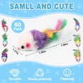 thumbnail image 2 of Ksopiavobs 60Pcs Cat Mouse Toys Assorted Colors Furry Pet Cat Toy Mice Rattle Set Cat Catnip Toys with Feather Tails for Indoor Cats and Kittens, 2 of 7