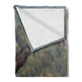 thumbnail image 2 of Eagle Soft Flannel Fleece Throw Blanket, King of Skies Flying over the Forest and Mountains United States, Cozy Plush for Indoor and Outdoor Use, 50" x 60", Green Dark Brown White, by Ambesonne, 2 of 5