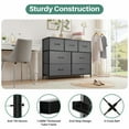 thumbnail image 7 of TINKLE WELL Wide 7 Drawer Fabric Dresser, Soft Storage Unit with Bins for Clothes, Toys, Linens, Fits Bedroom, Living Room, Hallway, Grey, 7 of 7