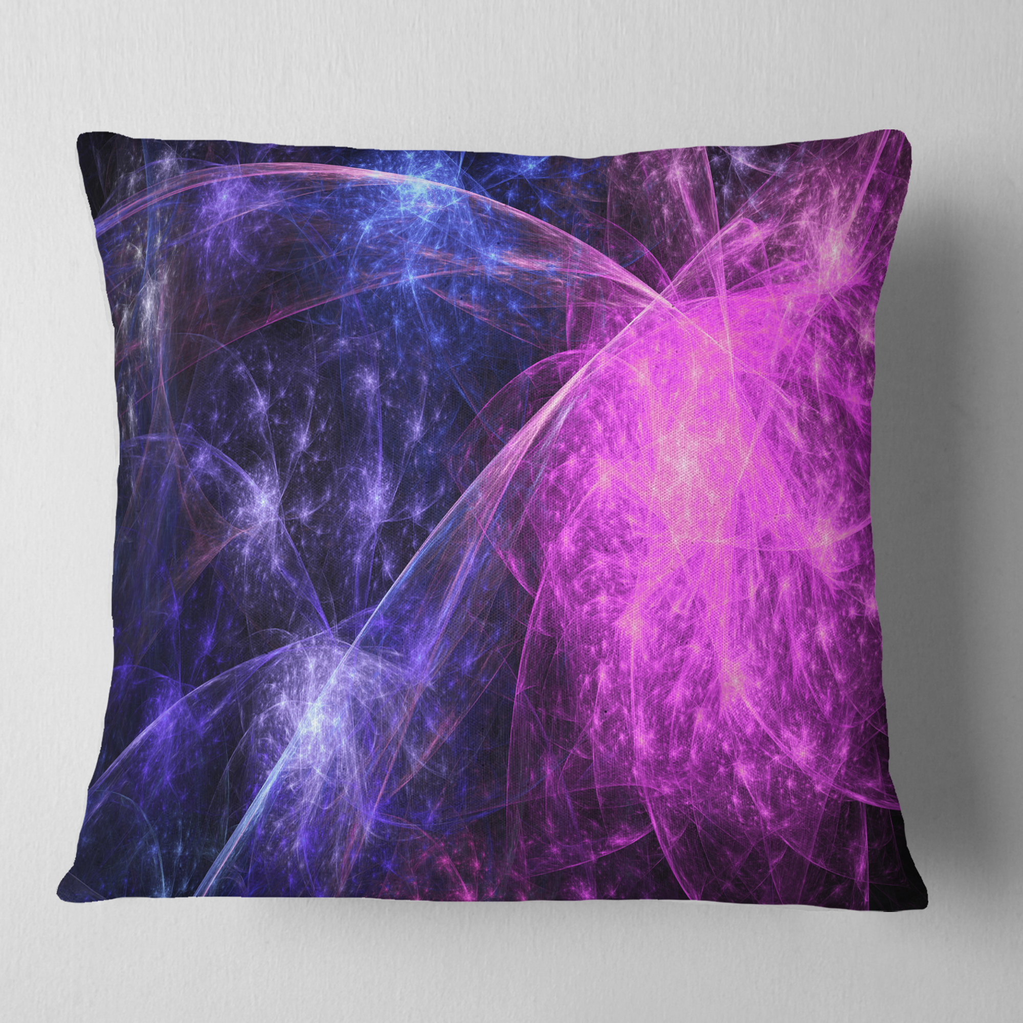 Designart Purple Pink Colorful Fireworks - Abstract Throw Pillow - 16x16