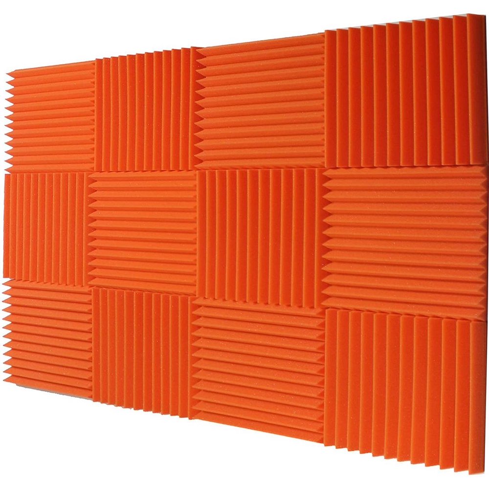 12 Pack Acoustic Panels Studio Foam Wedges 1" X 12" X 12" Orange Color