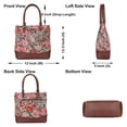 thumbnail image 3 of Sishka Floral Hand Crafted Womens Tapestry Leather Tote Bag – Fabric Shoulder Purse with Trim & Top Handle for Daily Wear & Events, 3 of 8