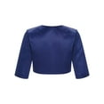 thumbnail image 2 of iiniim Kids Girls 3/4 Sleeve Satin Wedding Party Bolero Shrug Jacket Cover Up Top 4-16 Navy Blue 12, 2 of 7